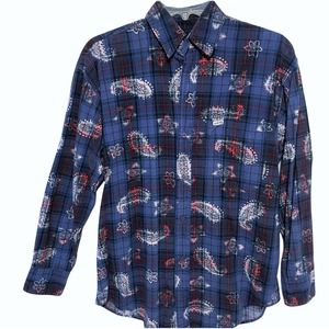 VTG Guess by Georges Marciano Men's Small Button Shirt ~ Plaid Floral & Paisley